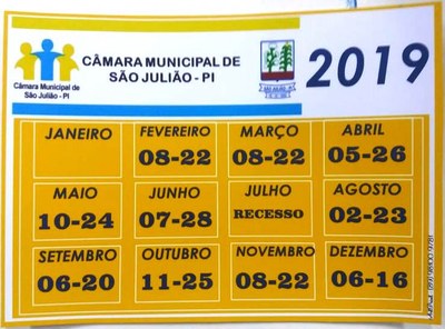 Calendário das Sessões-2019